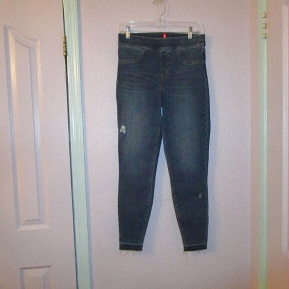 Spanx Ankle Legging Jeans Size M Pockets Pull On Stretch Distressed 20203R EUC - Picture 2 of 12